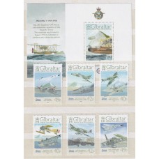 GIBRALTAR 2008 AVIONES MILITARES SERIE COMPLETA DE ESTAMPILLAS NUEVAS MINT + HOJA BLOQUE